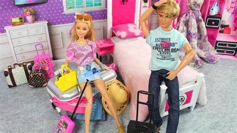 Barbie And Ken Pink Doll House Vacation Packing Morning Routine Youtube