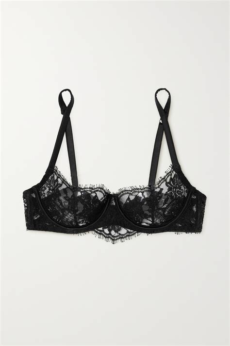 Coco De Mer Hera Leavers Lace Underwired Balconette Bra Black