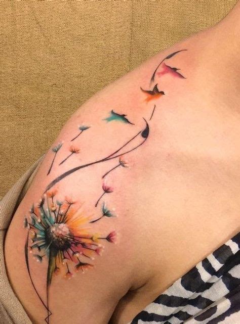 Dandelion Bird Tattoo Shoulder