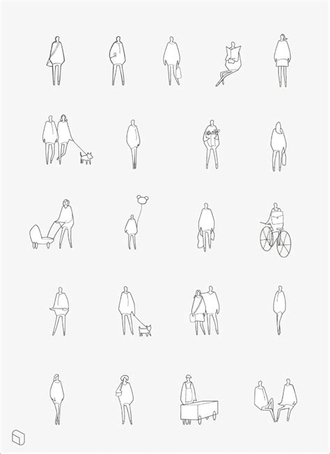 Flat Vector People Drawings | Toffu.co #Architecture #Presentation #Toffu in 2020 | People ...
