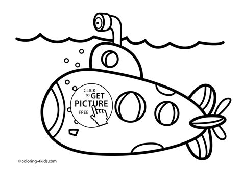 Activity, printable hand drawn cute cats surveying under water world in submarine, for design element and coloring book page for kids.vector illustrat. Submarine Transportation Coloring Pages For Kids ...
