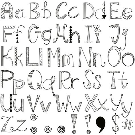 Doodle Alphabet Schriftart Clipart Etsy