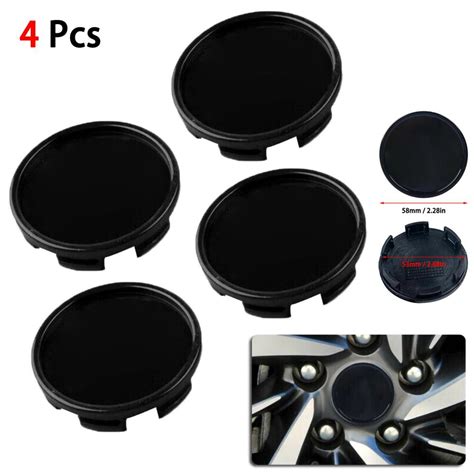 4x Black Abs Car Wheel Center Hub Cap Decorative Cover Kit 58mm 53mm