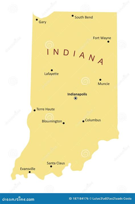 Indiana Cities Map Stock Illustration Illustration Of Contour 187184176