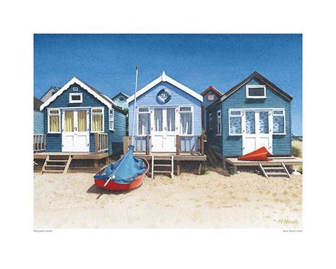 Blue Beach Huts Heath Photography Beaches Coastal Boat Print Poster 19