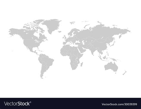 Gray Map World With Countries Borders Royalty Free Vector
