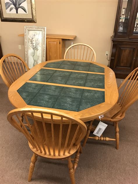 Maybe you would like to learn more about one of these? OAK TABLE W/GREEN TILE INLAY | Delmarva Furniture Consignment