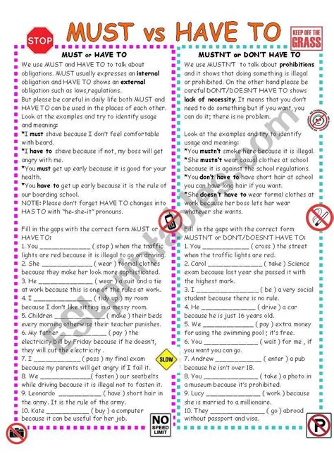 You he she we they now make the sentences negative. It is a useful worksheet on MUST-HAVE TO and MUSTN´T-DON´T ...