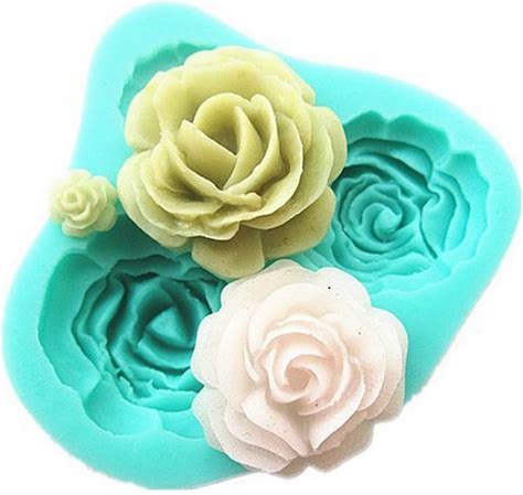 4pcs 3d Silicone Rose Fondant Cake Mold Home Kitchen Baking Sculpting And Modeling Tools Cake