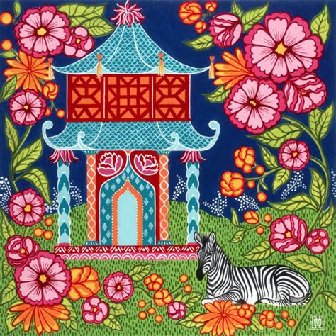 Chinoiserie Garden In Teal Art Print Mari Robeson