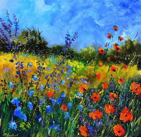 Flowers Painting Summer Field Flowers By Pol Ledent Oil Painting Flowers Painting Poppy