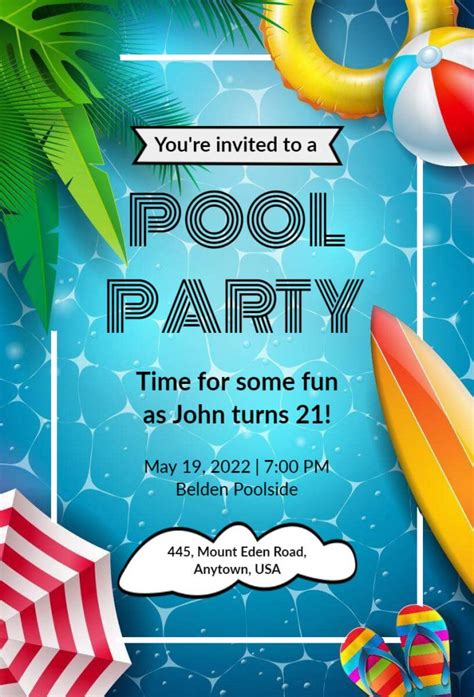 Pool Party Invitations Ideas