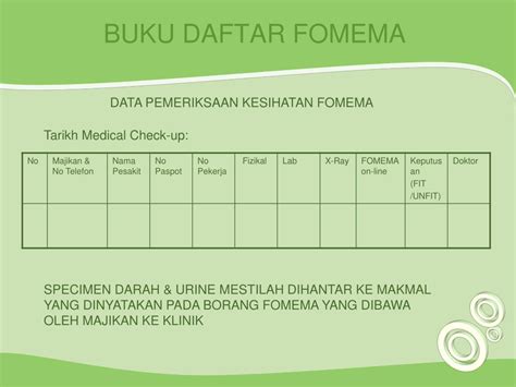 Specimen darah & urine mestilah. PPT - FOMEMA Medical Check-up Prosedur Pemeriksaan ...
