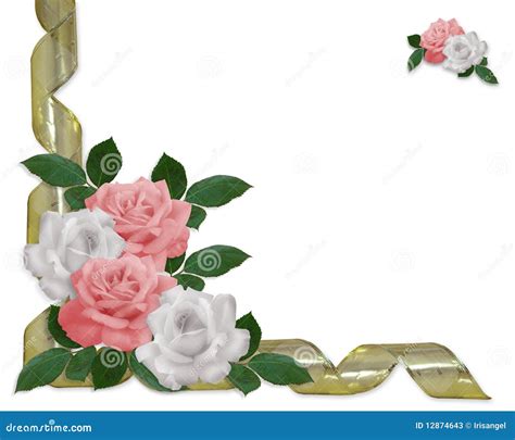 Wedding Invitation Border Pink Roses Stock Photos Image 12874643