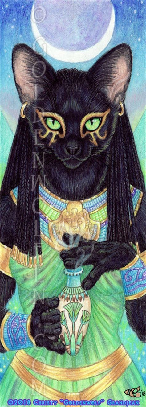 Bast Bastet Perfumed Egyptian Cat Goddess Print Etsy Egyptian Cat