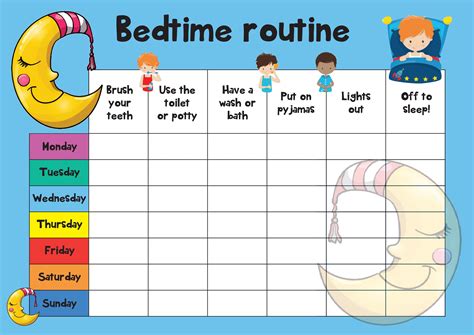 Free Printable Bedtime Routine Charts With Pictures