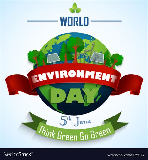 World Environment Day 5th June With Red And Green Vector Image