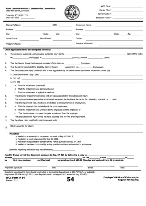 Top 14 South Carolina Workers Compensation Forms And Templates Free To
