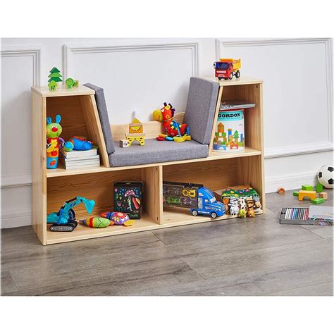 Amazonbasics Kids Bookcase With Reading Nook And Storage Shelves White