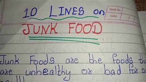 10 Lines On Junk Food Junk Food Essay In English Youtube