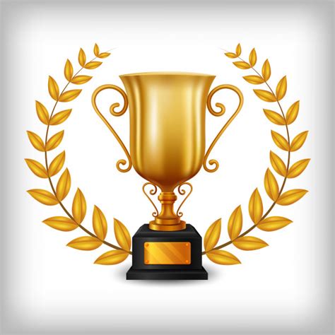 Trofeo, trofeo de la copa de oro, trofeo de oro y marrón. Trofeo de oro realista con la ilustración de corona de ...