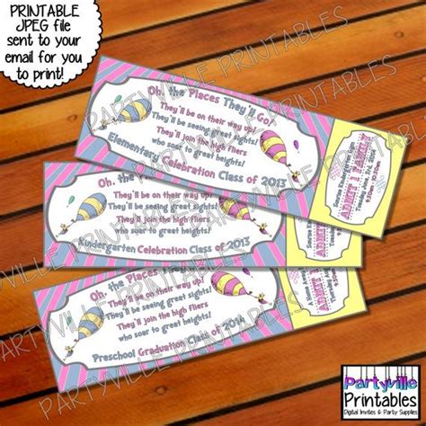 Have the children gather on the floor in front of you, like a final circle time or story time! Dr. Seuss GRADUATION INVITE Ticket invite by PartyvillePrintables | Dual Graduation | Pinterest ...