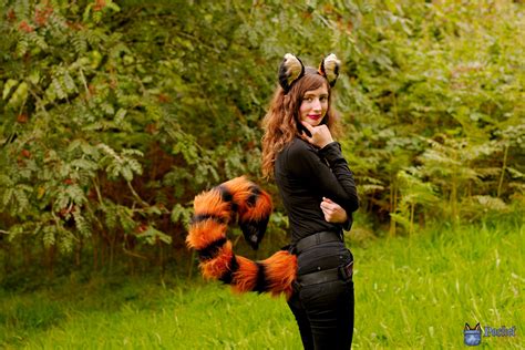 Tiger Ears And Tail Costume Set 40 Long Stripy Tiger Tail