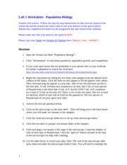 The diffusion lab has been a yearly activity in my biology class as part of a unit on cells and cell transport. Lab+4+Worksheet (1) - Lab 4 Worksheet Population Biology ...