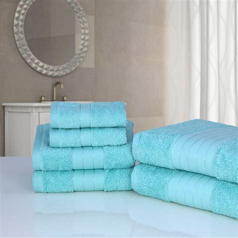 Dreamscene Luxury 100 Cotton Face Hand Bath 6 Piece Bathroom Towel