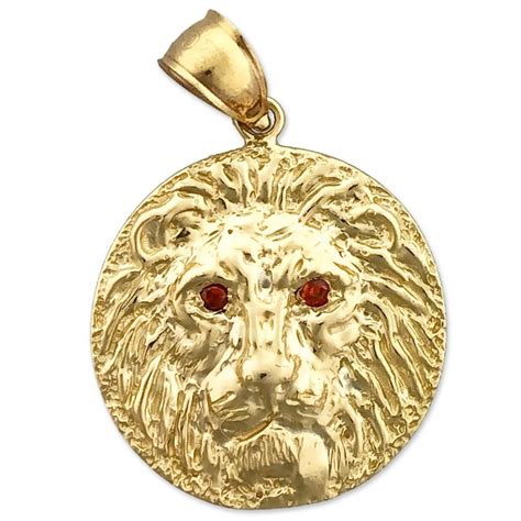 14k Gold Lion Head Pendant Medallion