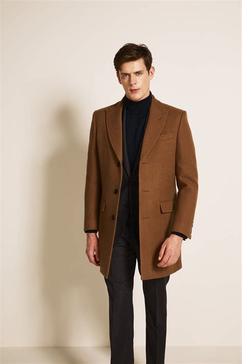 Moss 1851 Tailored Fit Camel Double Face With Grey Overcoat