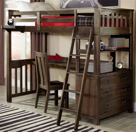 Highlands Espresso Twin Loft Bed With Desk And Chair From Ne Kids