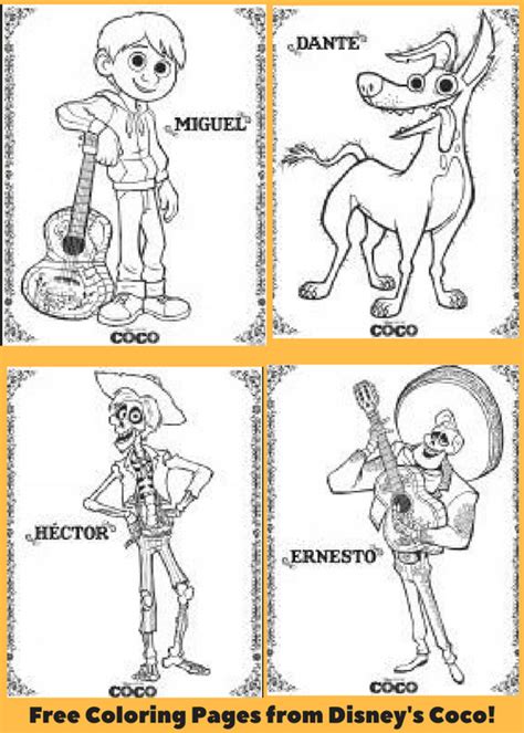 Coco Guitar Coloring Page Printable Color