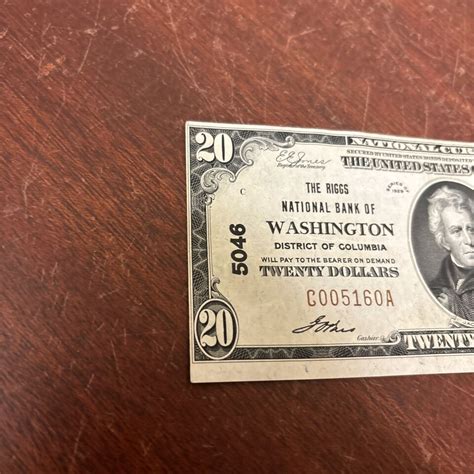 1929 20 National Currency The Riggs National Bank Of Washington Dc