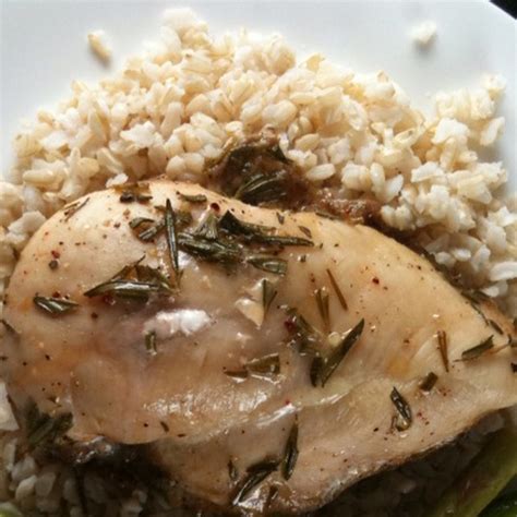 While this slow cooker chicken recipe is a one pot meal, some readers served it with rice to soak up the extra sauce. Garlic Rosemary Chicken & Brown Rice Dinner - Recipe ...
