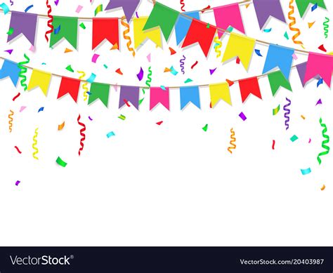 Party Background With Colorful Flags And Confetti Vector Image