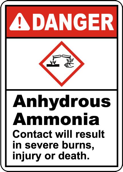 Danger Anhydrous Ammonia Ghs Sign G4913 By