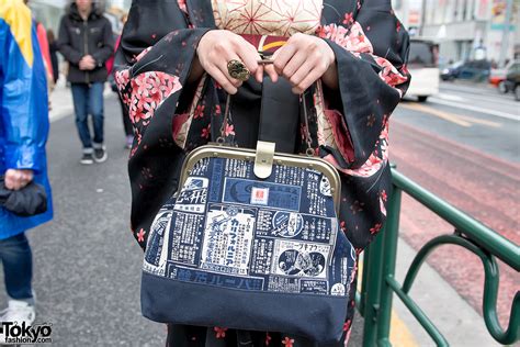 Japanese Kimono And Steampunk Accessories On The Street In Harajuku