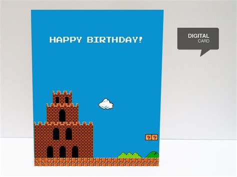 Super Mario 1 Happy Birthday Printable Card Digital File