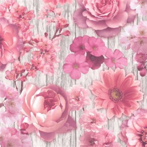 Rasch Pink Floral Roses On A Vintage Bark Background Wallpaper 270556