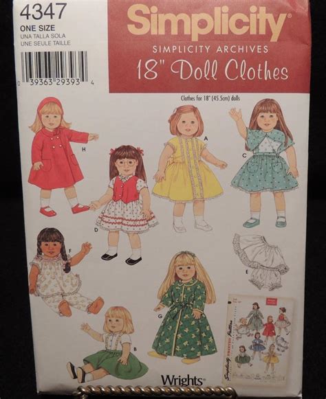 75 Off Simplicity Doll Patterns 18 Or American Girl Size You