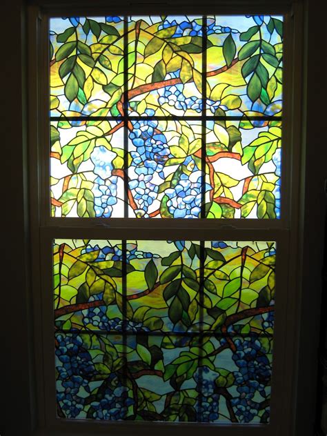 Since this bathroom window is directly across from the neighbor's window, it also pr. Fake Stained Glass Window | Stained glass, Glass art ...