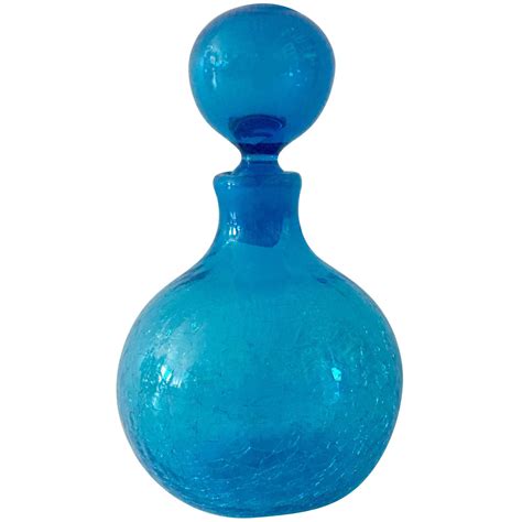 Mid Century Blenko Crackle Glass Decanter And Stopper For Sale At 1stdibs