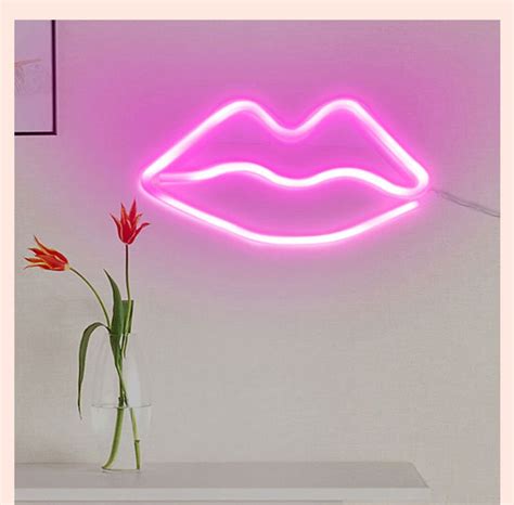 Lips Design Led Neon Signs Creative Lamp Etsy