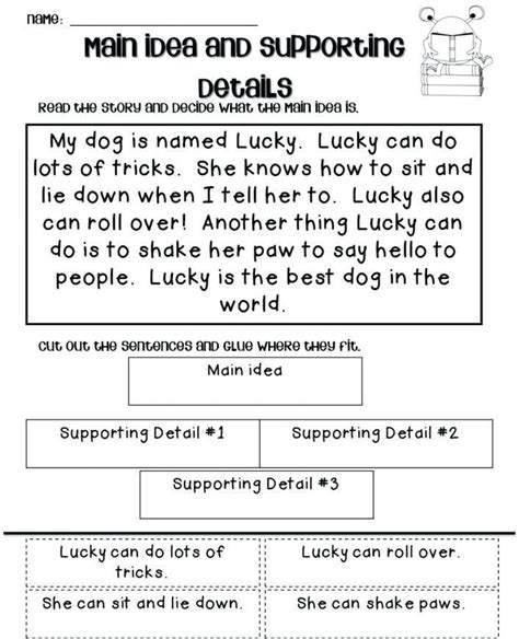 Main Idea And Supporting Details Activities For Middle School School