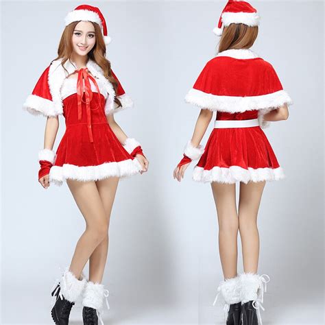 Hot New Fashion Gold Velvet Sexy Adult Santa Miss Dress Nifty Cute Christmas Sweetheart Miss