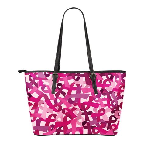 Breast Cancer Leather Tote Bag Breast Cancer Awareness Pink Ribbon