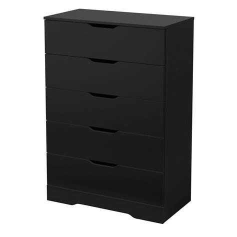 South Shore Holland 5 Drawer Pure Black Chest Of Drawers 3370035 The