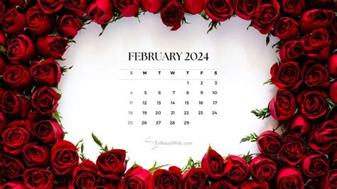 A Calendar With Red Roses Arranged Around It