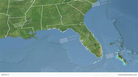 Florida State Usa Extruded Satellite Map Stock Animation 6515111